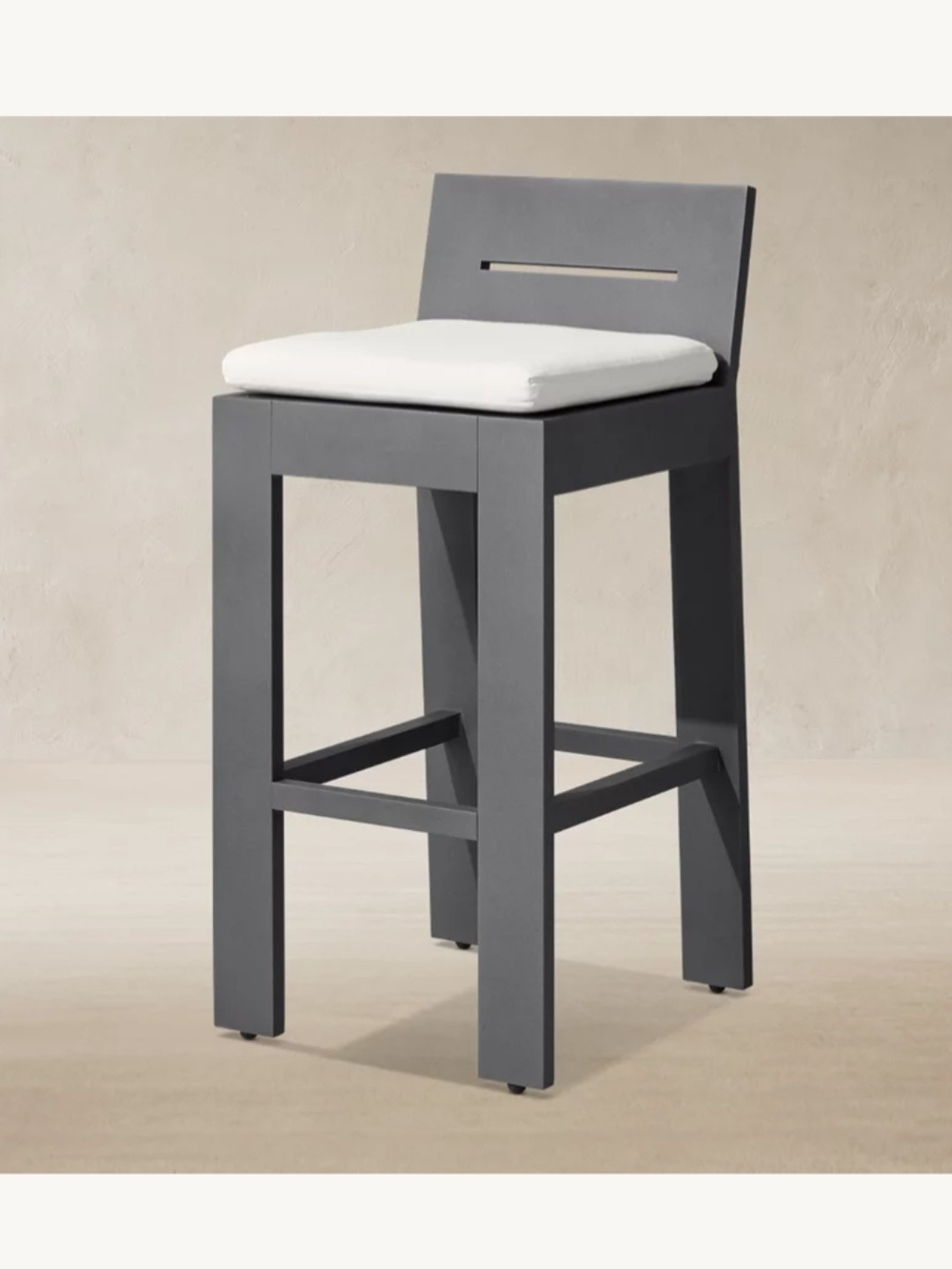 MARELLA Gray Bar Stool with White Seat Cushion